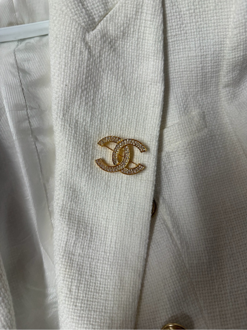 Chanel Vintage Golden crystal  Cc brooch